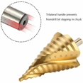 thumbnail image 4 of Broca escalonada, juego de brocas avellanadoras de titanio de 5 piezas con punzón central automático, HSS y revestimiento de titanio con carcasa de aluminio, hoja de corte doble, 4 of 5