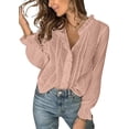 thumbnail image 1 of Blouses en Chiffon Col en V pour Femmes Manches Ballon Décontractées, 1 of 4