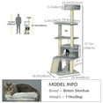 thumbnail image 3 of PawHut 57.5" Cat Tree with Scratching Posts, Bed, House, Toys, Grey, 3 of 10