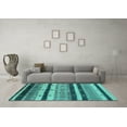 thumbnail image 3 of Ahgly Company Machine Washable Indoor Rectangle Oriental Turquoise Blue Industrial Area Rugs, 5' x 8', 3 of 4