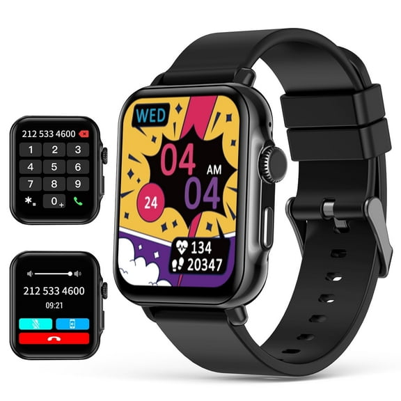 SOUYIE 1.85" Smart Watch for Women Men, HD Full Touchscreen Smartwatches with Bluetooth Answer/Call,IP68 Waterproof Fitness Tracker,Multiple Sports Modes, Sportwatchs for Android Ios,Black