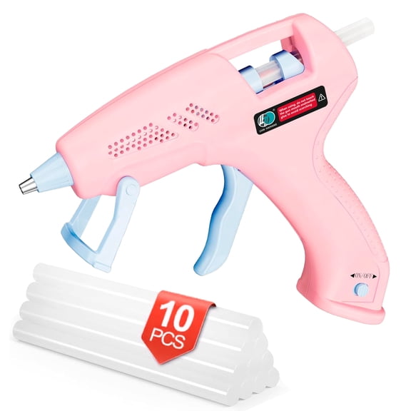 Hot Glue Gun Kit with 10 Glue Sticks and USB Cable, Fast Preheating Hot Melt, High Temp for School Crafts DIY Arts and Quick Home Repairs, 20W Pink