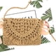 thumbnail image 4 of Bolso de hombro con borlas tejidas a mano con cuerda de papel para mujer, con solapa tipo mensajero informal para la playa, 4 of 5