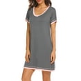 thumbnail image 5 of Women's Short Sleeve Nightgown Cotton Sleepshirts V Neck Short Shirt Loose Comfy Pajama Sleepwear S-XXL, 5 of 7