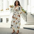 thumbnail image 3 of FKELYI Floral Rooster Print Long Sleeve Maxi Dress for Women V-Neck Soft Casual Dress Flowy A-Line Dresses with Side Pockets for Party Wedding, 3XL, 3 of 6