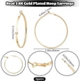 thumbnail image 2 of 3 Pairs Brass Hoop Earrings for Women Ring Real 14K Gold Plated 60x3mm, 2 of 7