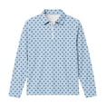 thumbnail image 4 of hotojiny Girls Long Sleeve Shirt Half Zip Collar Polka Dot Print Casual Loose Pullover Sports Top for Fall Winter(Light Blue,3-4 Years), 4 of 7