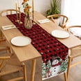 thumbnail image 3 of Christmas Table Runner 36 Inches Long Farmhouse Dress Scarves, Snowman Snowflake Trees Watercolor Birds Red Plaid Dining Tablerunner for Coffee Table/Kitchen Island/Party Décor, Small 13" x 36", 3 of 8