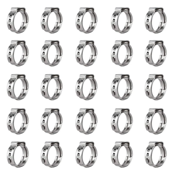 Qovydx 40 piezas 38 abrazaderas de manguera de una sola oreja de acero inoxidable 304 abrazaderas de cincha PEX de 38 pulgadas 103 mm-128 mm anillos de engarzado de cincha continua Abrazaderas de pell