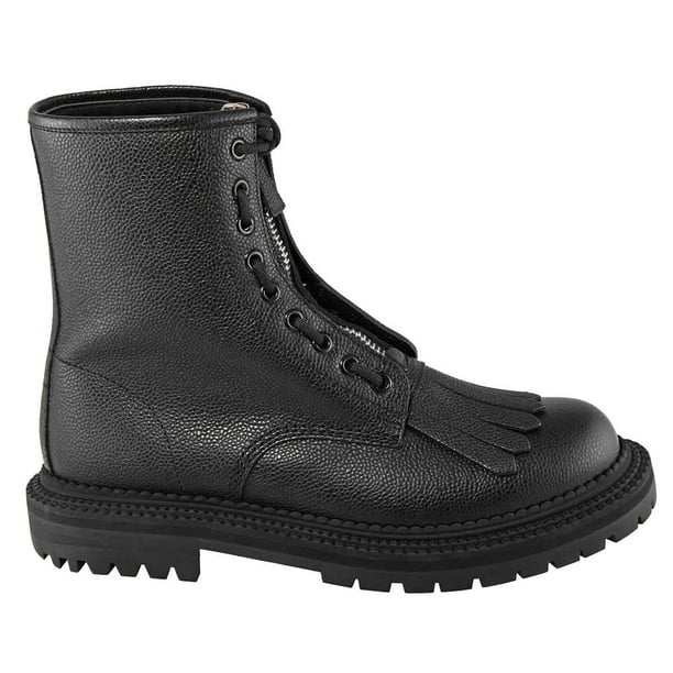 Burberry Elanor Fringe Detail Grainy Leather Combat Boots, Brand Size 43 -  