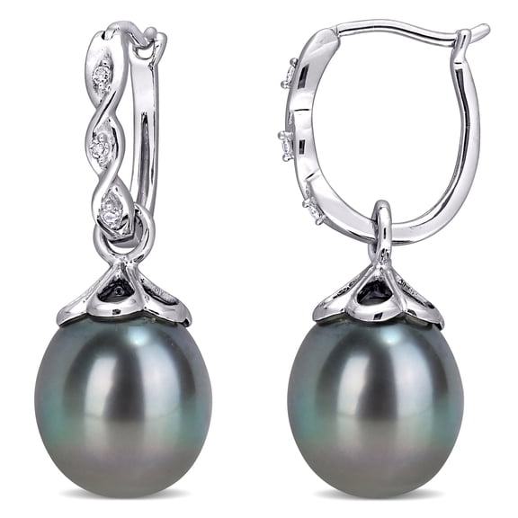 Everly Women's Cultured Tahitian Pearl & Diamond Accent 10k White Gold Infinity Drop Earrings