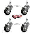 thumbnail image 2 of 3.5 Inch Black Polyurethane Wheel Swivel 12mm Threaded Stem Caster Set SCC, 2 of 2