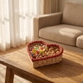 thumbnail image 7 of Heart Shaped Hand Woven Paper Rope Storage Basket, Pink Red Fruit Vegetable Basket, Decorative Desk Tray for Home, 7 of 7