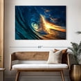 thumbnail image 3 of Elephant Stock Ocean Sunset Wave Wall Art - Horizontal Canvas Wall Art - Living Room Wall Decor - Beach Canvas - Teal And Yellow Decor - 51" x 34", 3 of 8