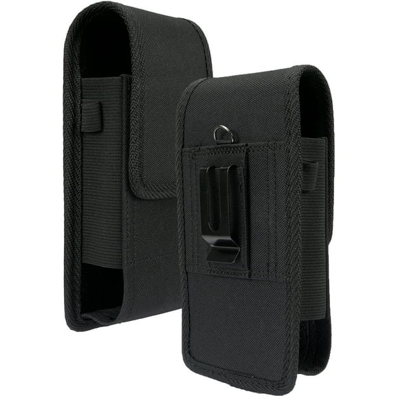 Harness Case for Zebra TC77 Scanner, Nakedcellphone Black Rugged Canvas Pouch Vertical Holster Holder Metal Clip and Secure Belt Thread Magnetic Closure for TC75 TC72 TC70 TC70X TC51 TC56 TC52 TC57