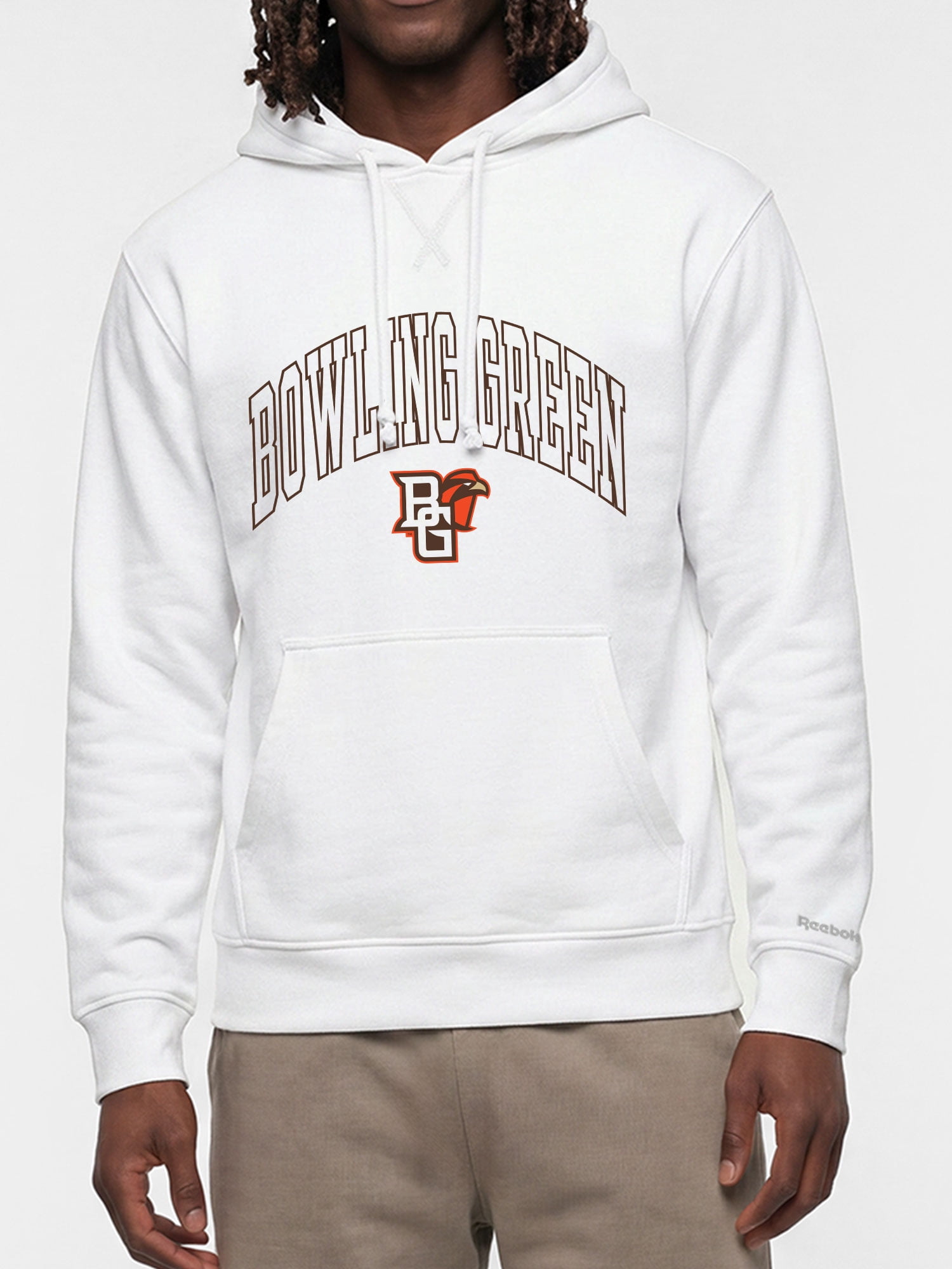 Bowling Green State Falcons Reebok Mens White Hooded Sweatshirt