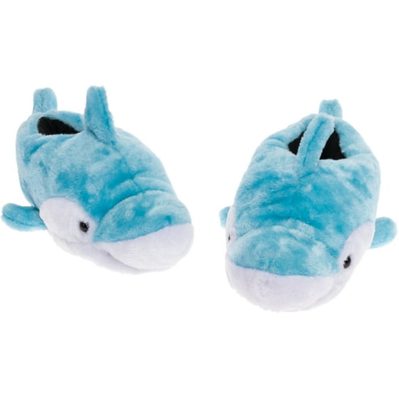FUNZIEZ! - Dolphin Fuzzy Slippers - Animal Slippers Novelty House Shoe (Blue, X Large)