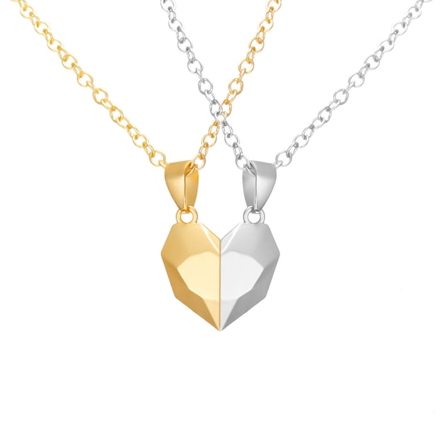 WREESH Two Souls One Heart Pendant Necklaces For Couple Wishing Stone Creative Magnet Couples Necklace
