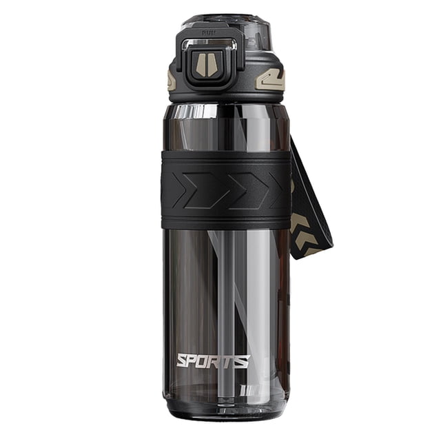 Summer Outdoor Large Capacity Sports Kettle With Straw High Temperature Proof Two Drinking Form One Click Lid Opening
