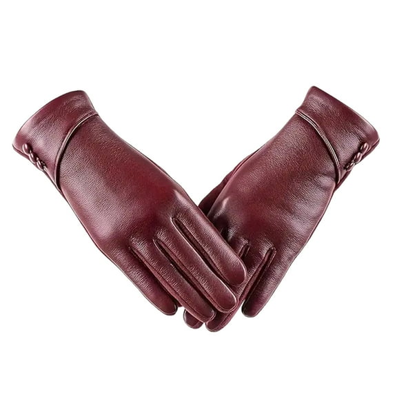 Dbuoem 1 Pair Winter Cycling Gloves Cold-proof Plush-lined Touch Screen Windproof Faux Leather Anti-slip Cold Weather Gloves for Outdoor Activities Mountaineering Skiing