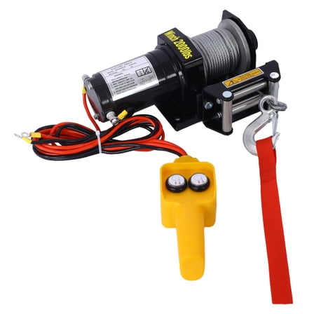 2000lb ATV Winch, 12V Electric Winch for UTV, Waterproof Steel Cable Winch for Towing