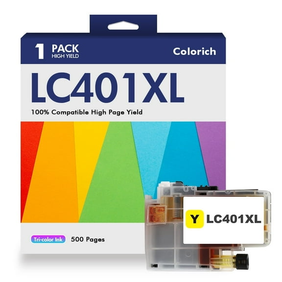 LC401XL LC401 Ink Cartridges Compatible for Brother MFC-J1010DW Printer 401XL LC 401 for MFC-J1010DW MFC-J1170DW MFC-J1012DW MFC-J1800DW MFC J1010DW (1 Pack High Yields Yellow)