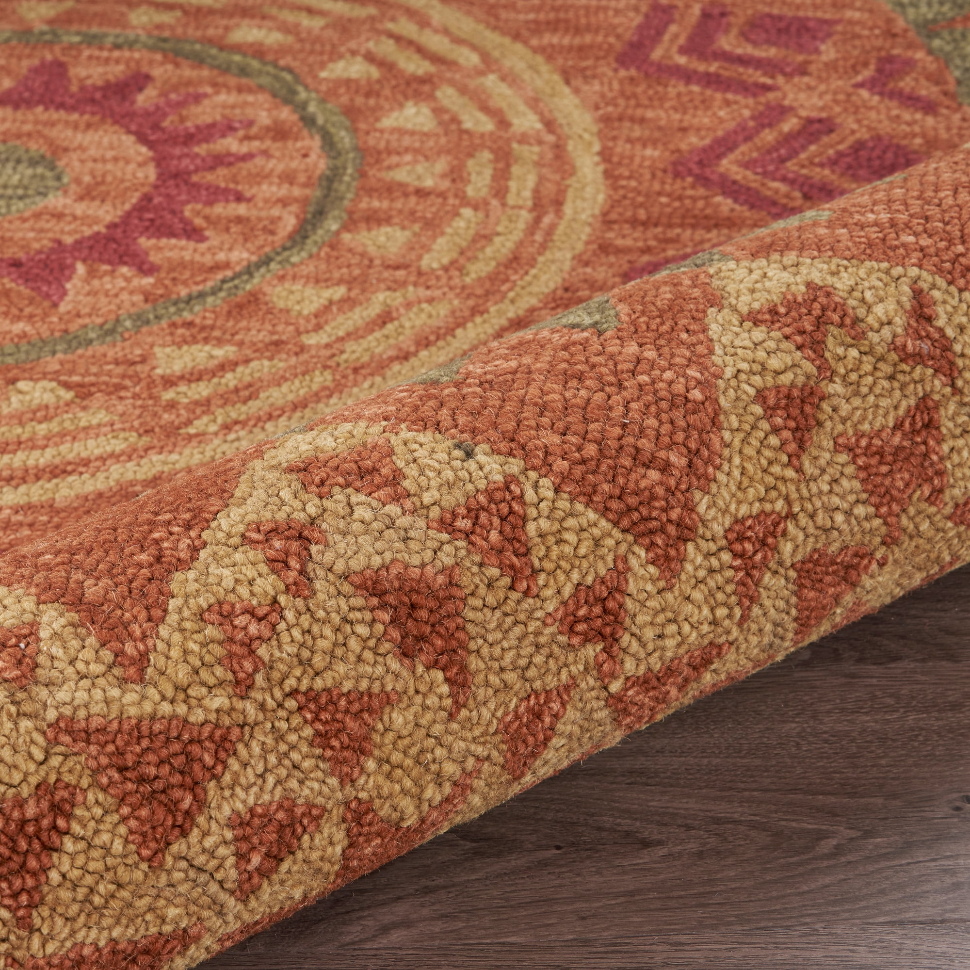 Ox Bay Ella 6' Round Rust/Red Southwestern Medallion Indoor Area Rug