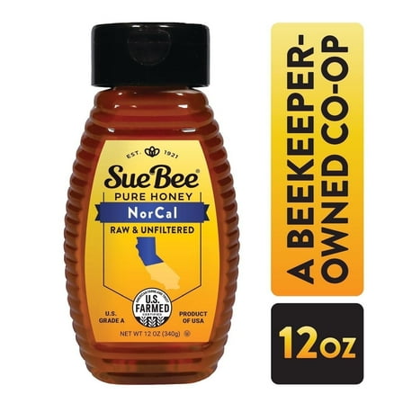 Sue Bee Local Honey, Raw & Unfiltered, Northern California Region, 12 oz Bottle