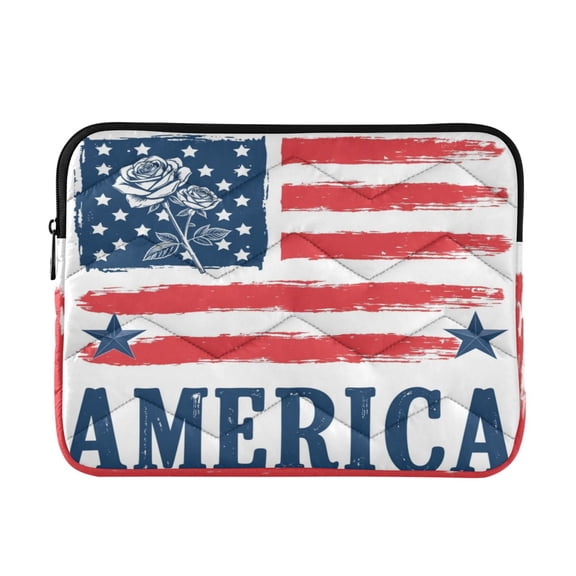 America Rose Printed Laptop Sleeve 13-14 Inch Computer Bag & Laptop Case for Women Men with Zippe for Work Travel