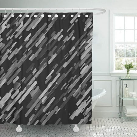 Gray Diagonal Stripes KSADK Abstract Geometrical Random Diagonal Stripe from Grey Rounded Stripes with Shadow Shower Curtain Bath Curtain 66x72 inch ()
