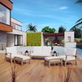 thumbnail image 2 of Modway Marina 5 Piece Outdoor Teak Sofa Set in Natural and White, 2 of 8