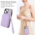 thumbnail image 5 of Crossbody Wallet Case for iPhone 13, RFID Blocking Zipper Handbag Purse Flip Cover, Kickstand Folio Case Card Slots Holder Wrist Strap Lanyard, 5 of 9
