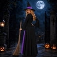 thumbnail image 6 of Women'S Halloween Witch Costume Dress, Black Long Sleeve Floor Length Cosplay Outfit, Vintage Role Play Uniform For Costume Parties, Stage Shows, Theme Events And Photo Sessions, 6 of 6