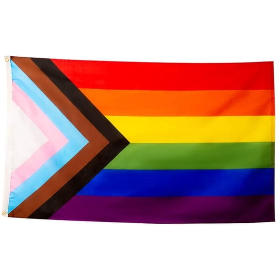 TOPFLAGS Rainbow Progress Pride Flags 3X5 ft Outdoor Inclusive Rainbow Flags Gay Pride LGBT Flags Vivid Color & Double Stitched LGBTQ Lesbian Gay Transgender Flags with 2 Brass Grommets