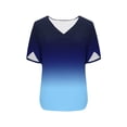 thumbnail image 4 of yillto Womens V Neck Tops Short Sleeve Gradient Fashion Blouse Summer Loose Business Dressy Tunic Shirts, 4 of 6