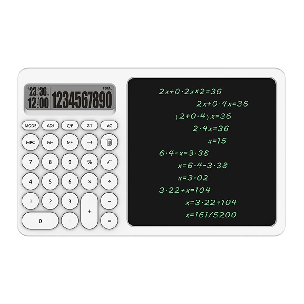 10 Digit Calculator LCD Screen Writing Pad Basic Calculator with Erasable Handwriting Notepad for Office School,1 x Calculator LCD writing tablet(comes with a button battery 2032),White&Black