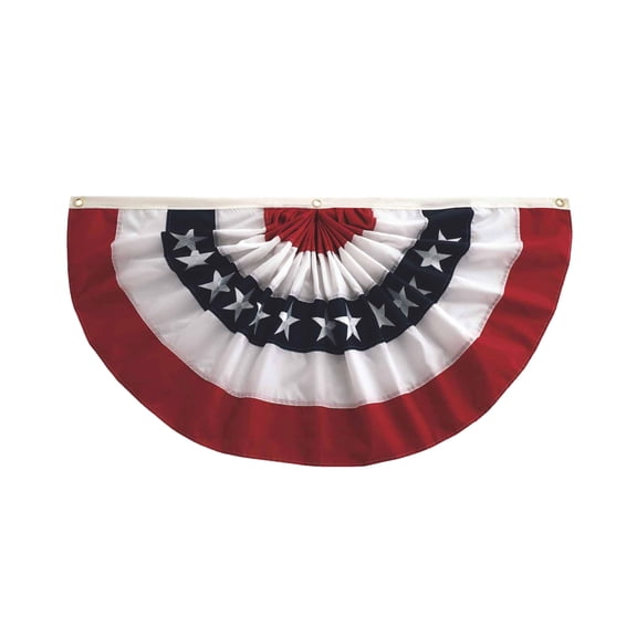In the Breeze 3671 Pleated Fan Patriotic Bunting, 2' x 4' — Vibrant Fourth of July Outdoor Décor — Patriotic Swag