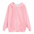thumbnail image 7 of Hoodie for Women Oversized Zip Up Cozy Hooded Sweatshirt Fleece Drawstring Pullover Sweatshirt Jacket with Pockets Pink S-6XL, 7 of 7