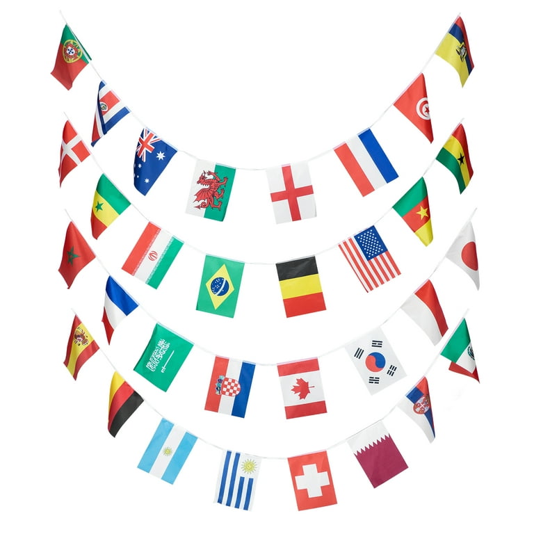 Polyester 32 Countries String Flag International Bunting Pennant Banner