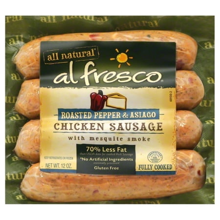 CHICKEN SAUSAGE WITH MESQUITE SMOKE, ROASTED PEPPER & ASIAGO