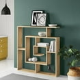 thumbnail image 2 of JV Home Labyrinth Collection 51x49 Inch Grand Bookcase Stylish Bookshelf 6 Tier Shelving Storage for Living Room Kitchen Laundry Bedroom (Oak), 2 of 7