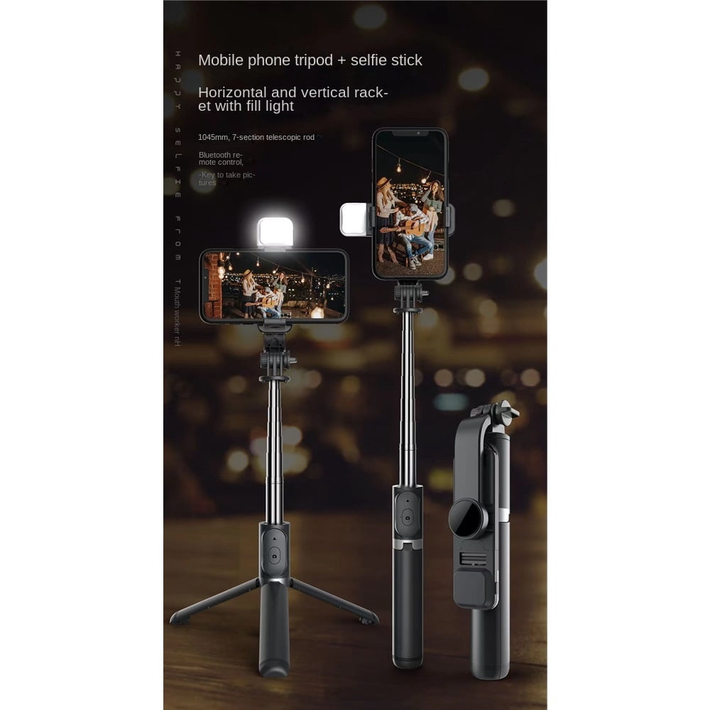 Q02S Multi-function mobile phone live broadcast tripod | Anti-shake selfie stick | Portable fill light integrated bracket