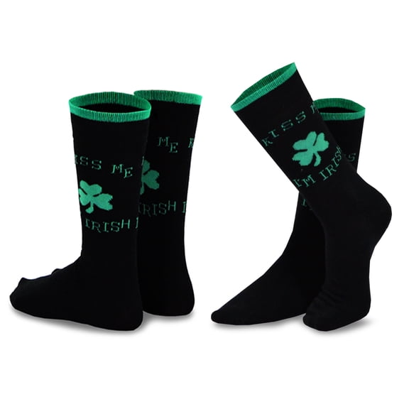 TeeHee St. Patricks Day Woman and Man Couple Cotton Crew Socks 2-Pack (Kiss Me)