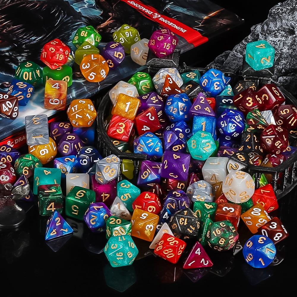 CiaraQ DND Dice Set - 20 x 7 (140pcs) Polyhedral Dice for Dungeons and Dragons D&D RPG MTG Role Playing Table Games, with a Large Flannel Bag