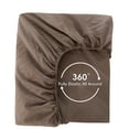 thumbnail image 6 of MooMee 100% Washed Cotton Queen Fitted Sheet Only Linen Like Textured Extra-Deep Pocket Breathable Soft 1-Piece(Brown, 60" x 80"), 6 of 6