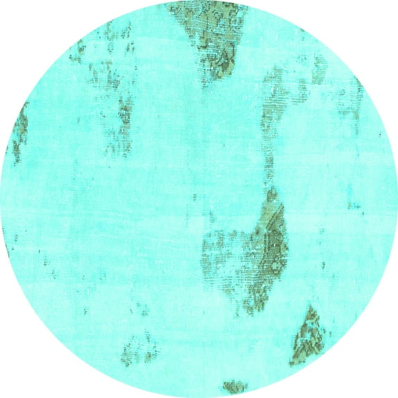Ahgly Company Indoor Round Solid Turquoise Blue Modern Area Rugs, 8' Round
