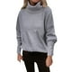 thumbnail image 5 of Suéter de punto con cuello alto y botones a rayas para otoño e invierno, estilo europeo y americano, color sólido, informal, suelto, de talla grande para mujer, 5 of 5