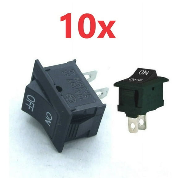 10x SPST ON/OFF Square Rocker Switch Mini Small 12V Automotive/Car/Boat/RV Black