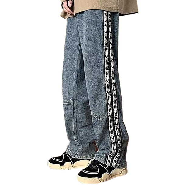 Empalme Pantalones De Ajuste Relajado,Pantalones De Mezclilla Para Hombres Pantalones Anchos Para Hombres Pantalones De Pierna Ancha Pantalones De Mezclilla De Ajuste Relajado Para Hombres Diseño Fácil De Usar