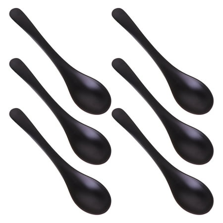 

6PCS A5 Melamine Flatware Black Imitation Porcelain Soup Spoon Durable Tableware for Home (YG140155)